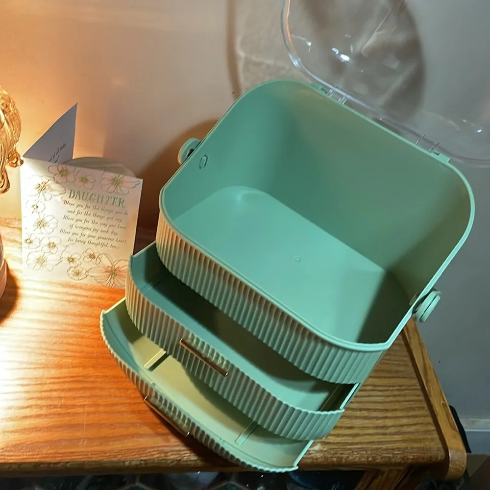 Green Retro Storage Box with Clear Lid